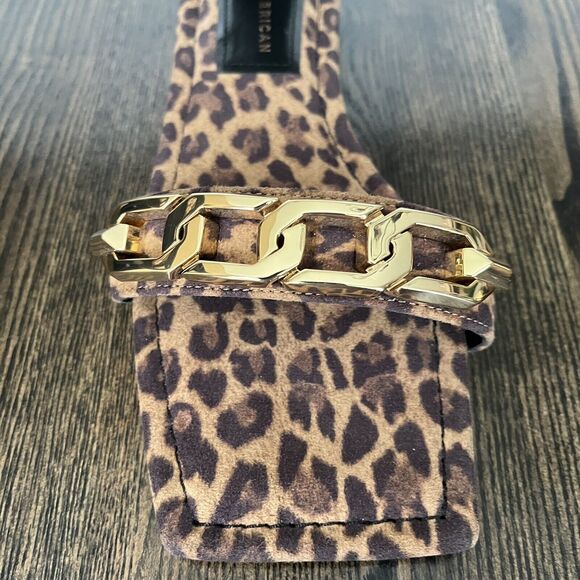 NW Good American Leopard Sandals with Gold Chain New - Just Not In Box. - Picture 6 of 7